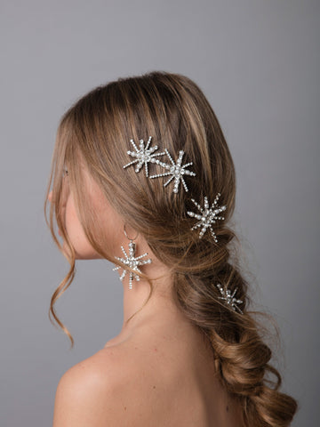 Aurea Rays 8 Wedding Silver Hair With Swarovski Pearls And Brass
