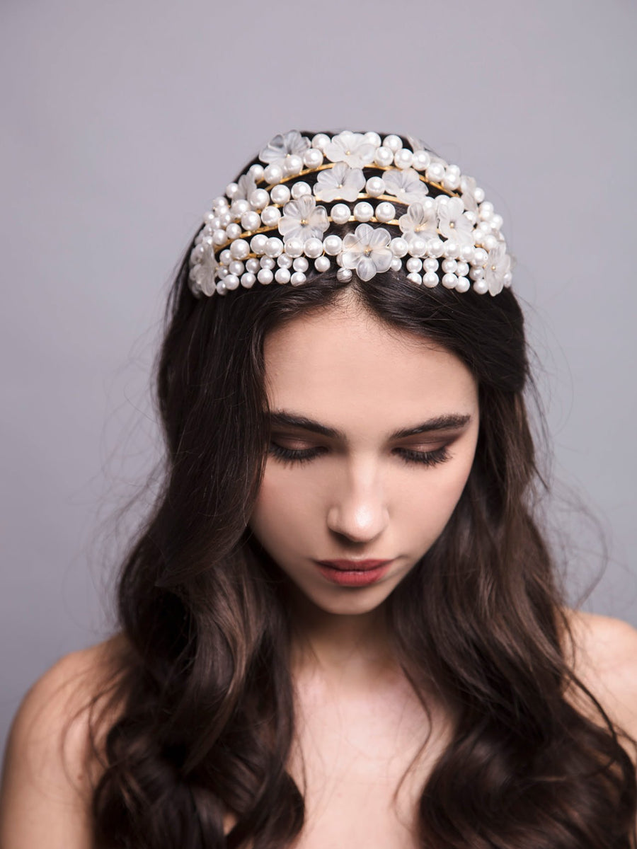 Something White 2 Wedding Gold Headpiece With Crystals Pearls And Brass