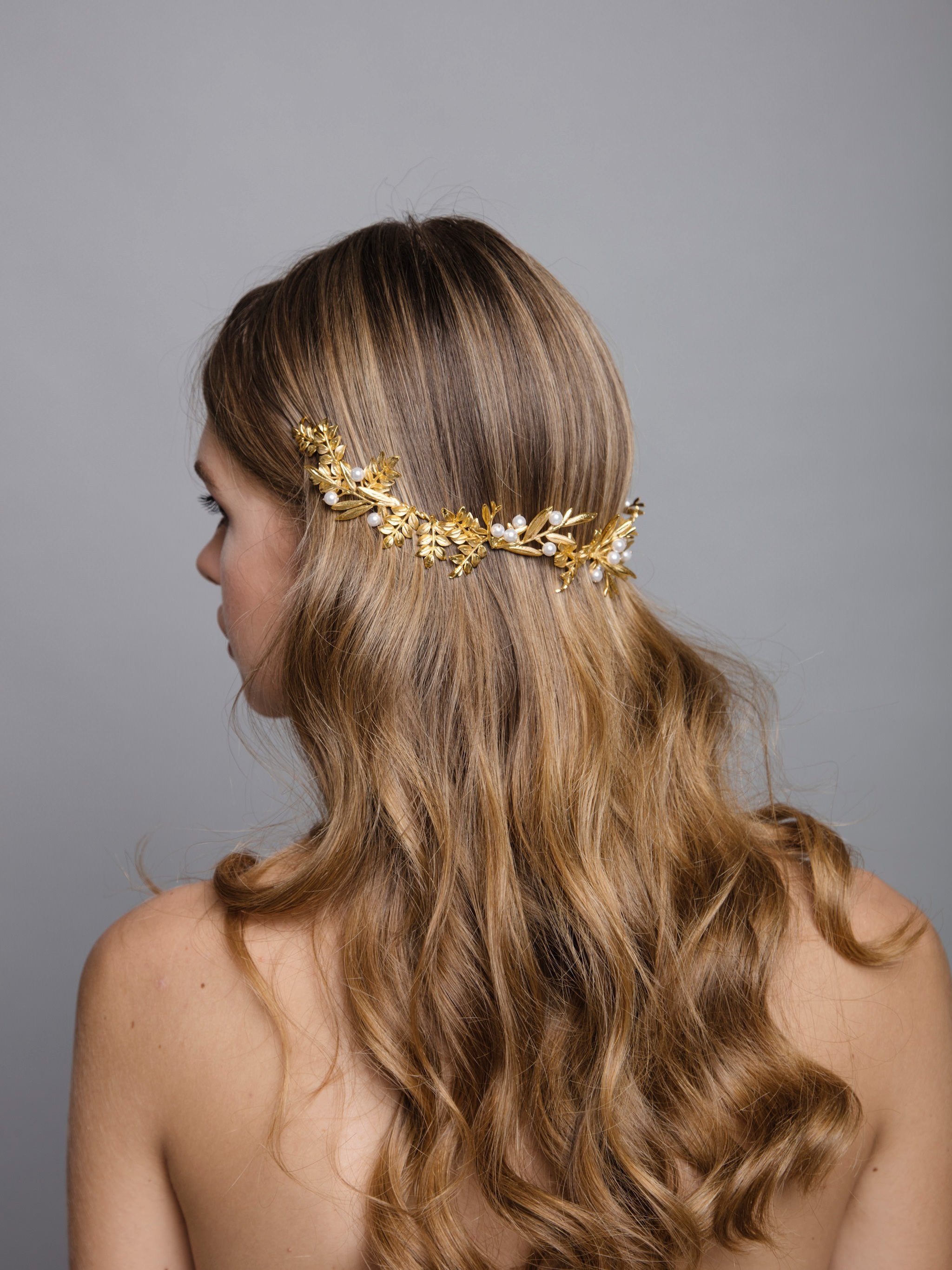 Women\'s Gold 1 6 Pieces Handmade Gold Leaf Pearls Flower Bridal Hair Bridesmaid Amazon.com : 7 Pieces Wedding Hair Pins Gold Leaf Bride  main image 2